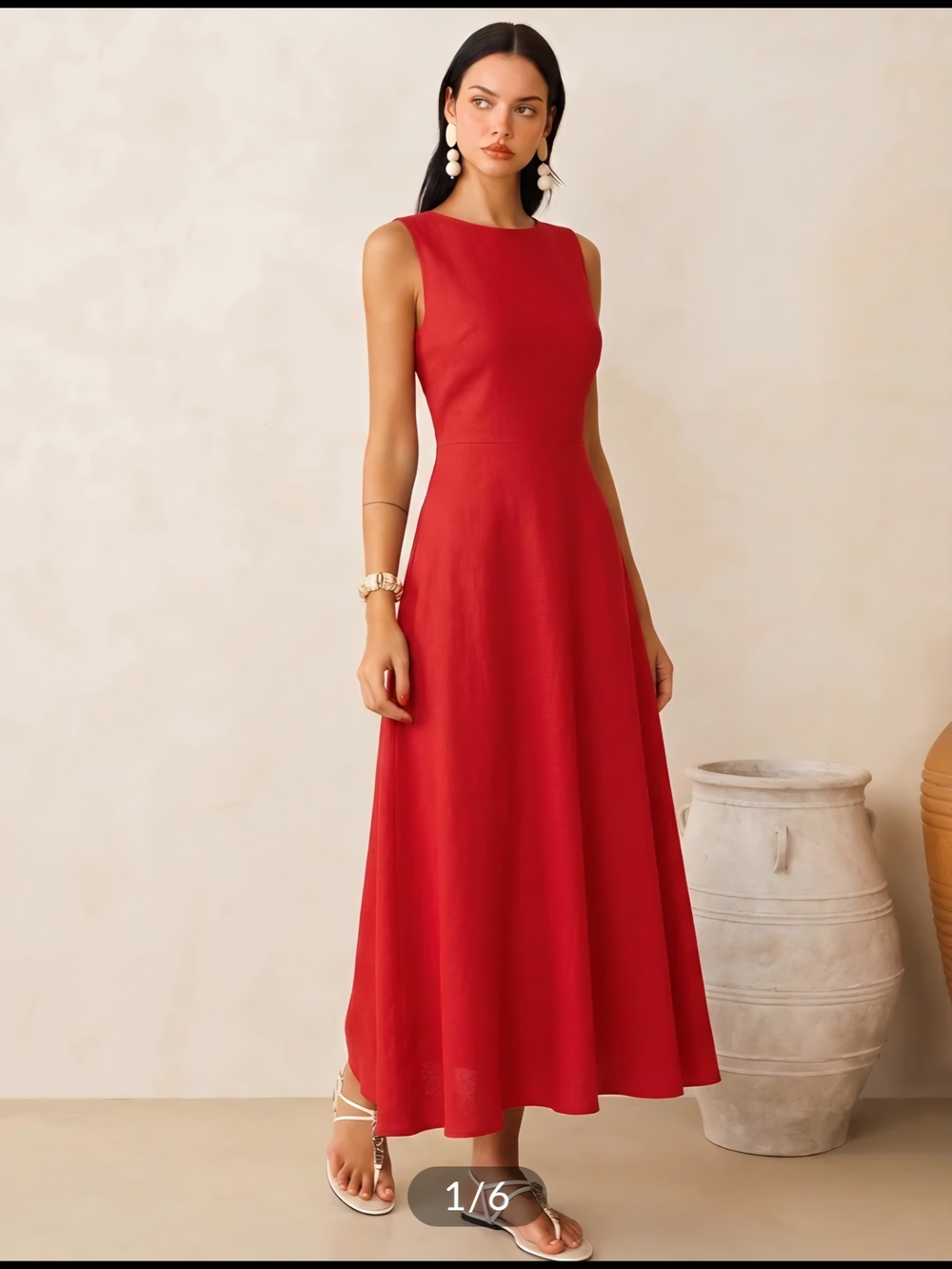 Sleeveless Linen Blend Maxi Dress